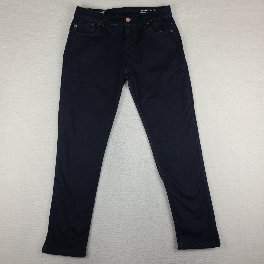 MUGSY Jeans Mens 35x32 Darkest Blues Slim Straight Denim FLYX5NDB